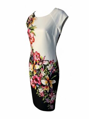 Beige by eci White Floral Midi Dress